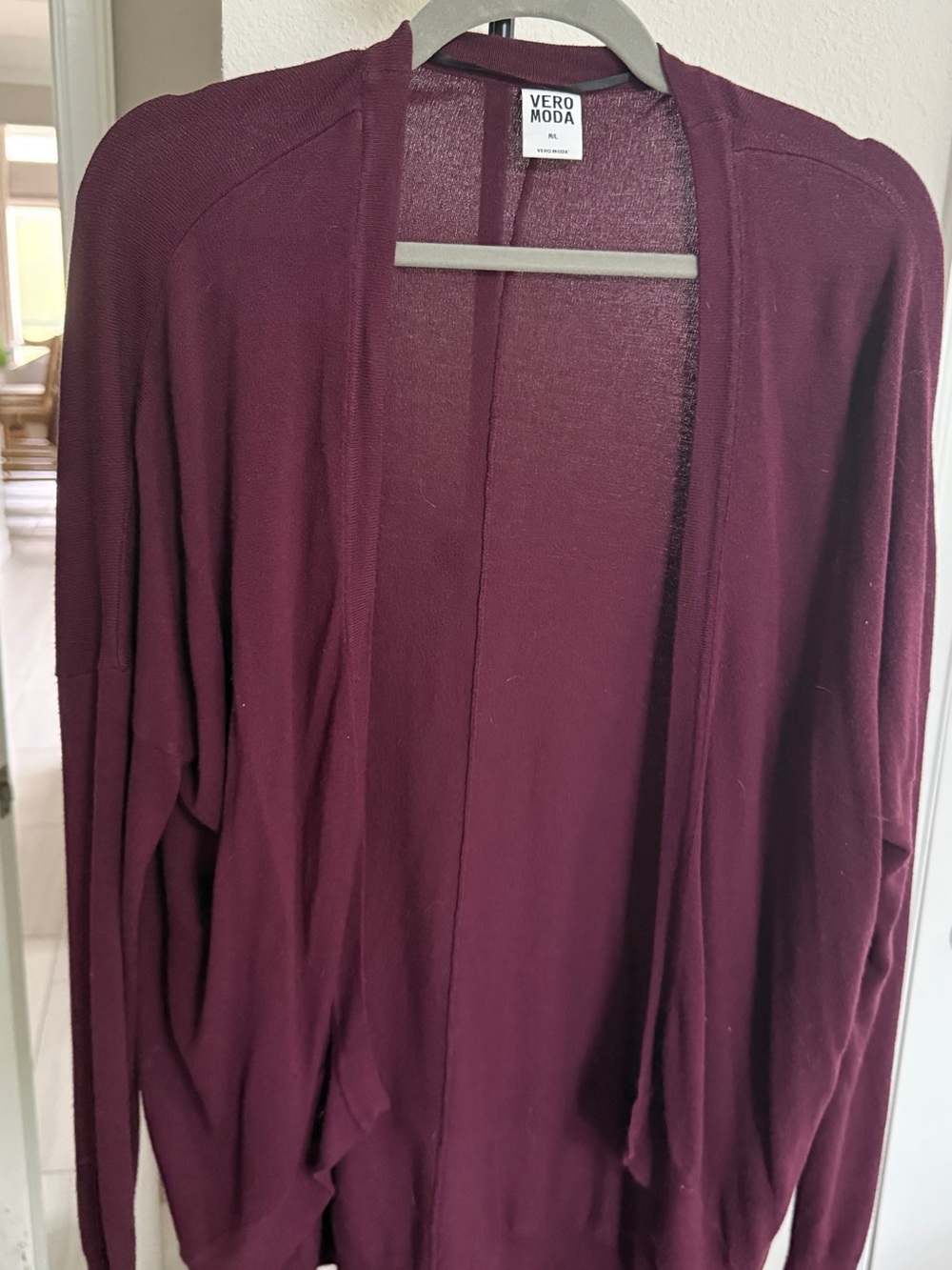 Vero Moda Open-Front Cardigan in Burgundy